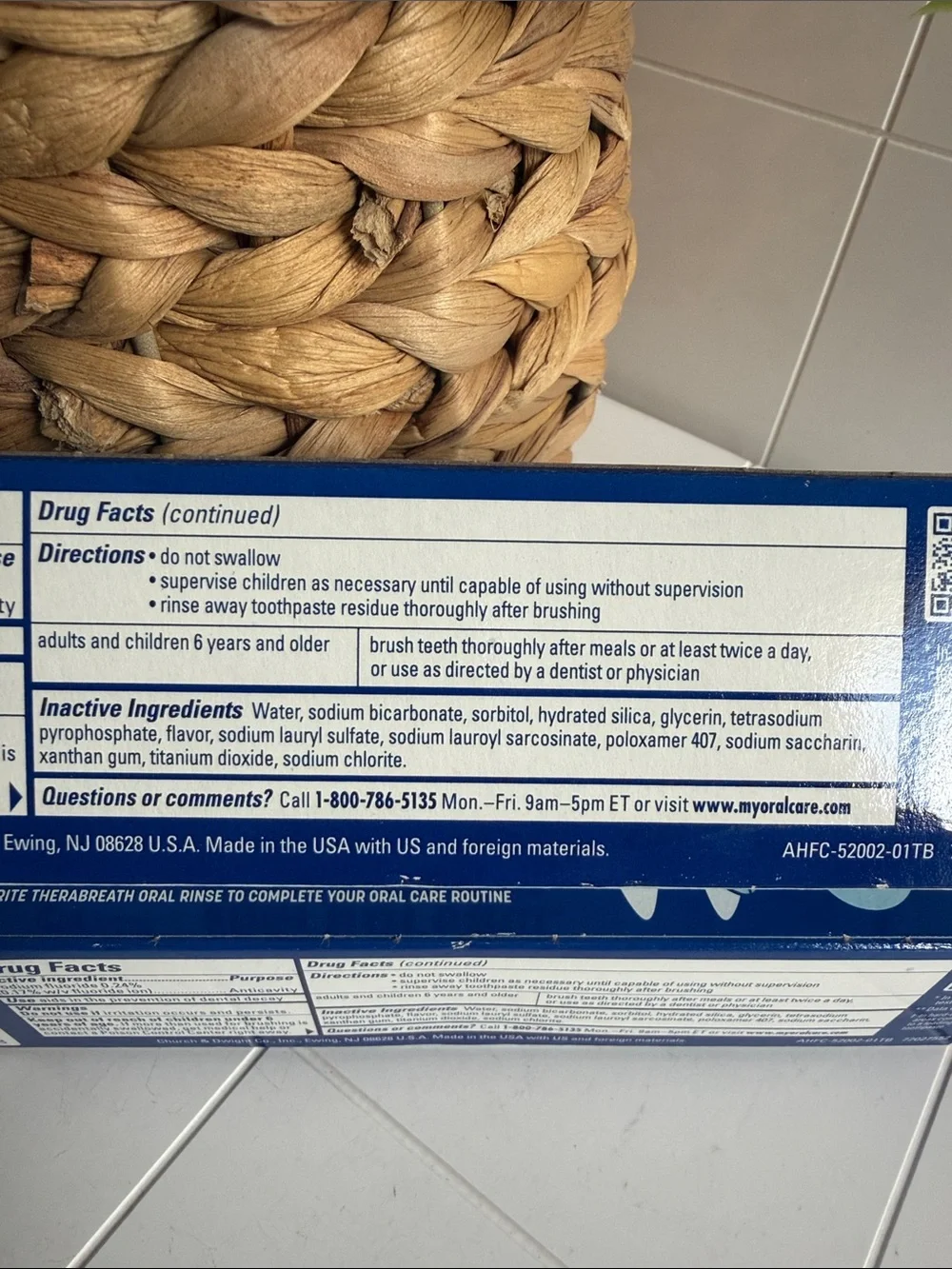 Arm & Hammer plus TheraBreath Whitening Toothpaste - Icy Mint Set of 2